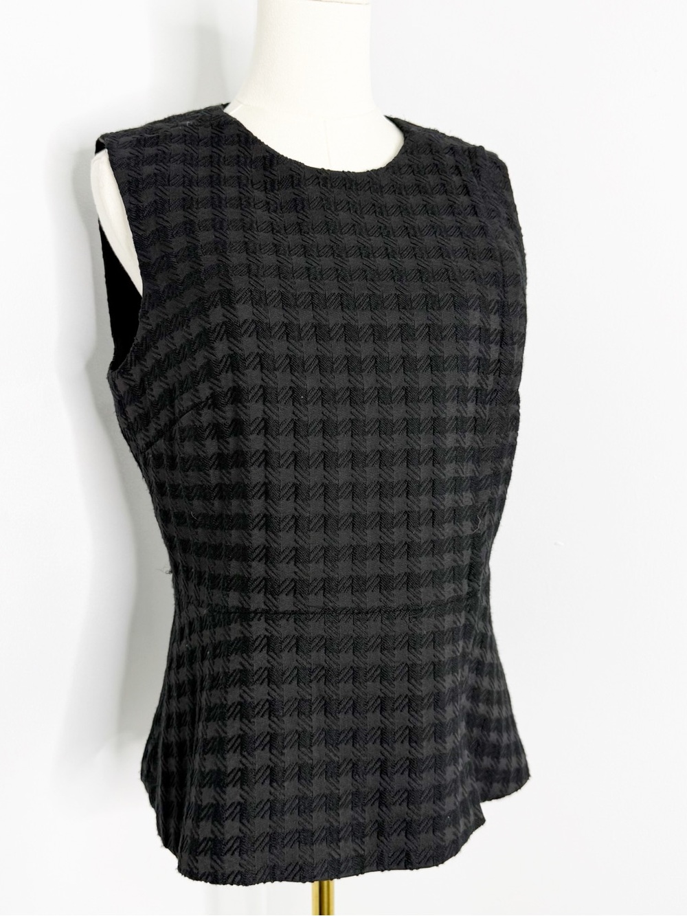 Theory Kuvana Peplum Textured Sleeveless Vest Top Black Size Large